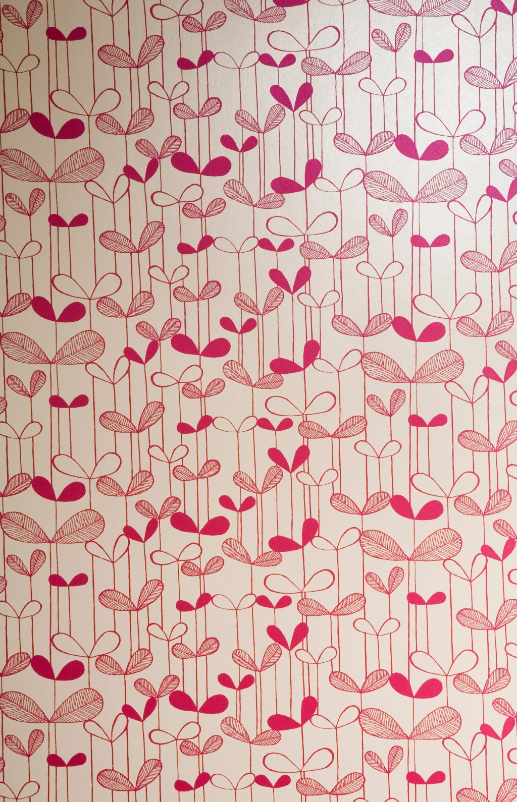 Saplings Cream With Pink Wallpaper