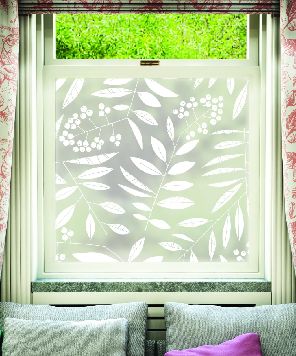 Grand Leaf Berry White On Frost Windowfilm