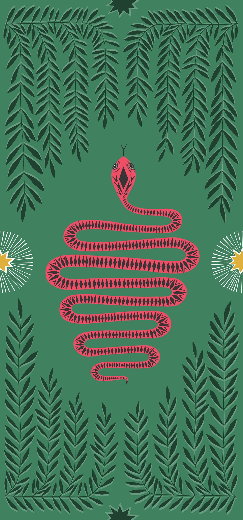 SNAKE MURAL: Green & Pink