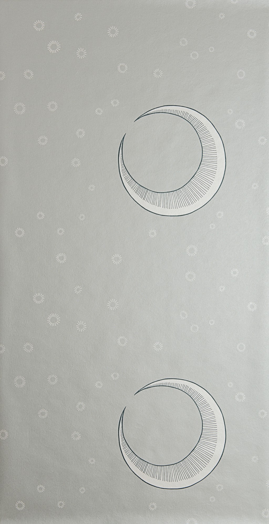 To The Moon wallpaper mica finish - flat pattern repeat, crescent moon and stars design