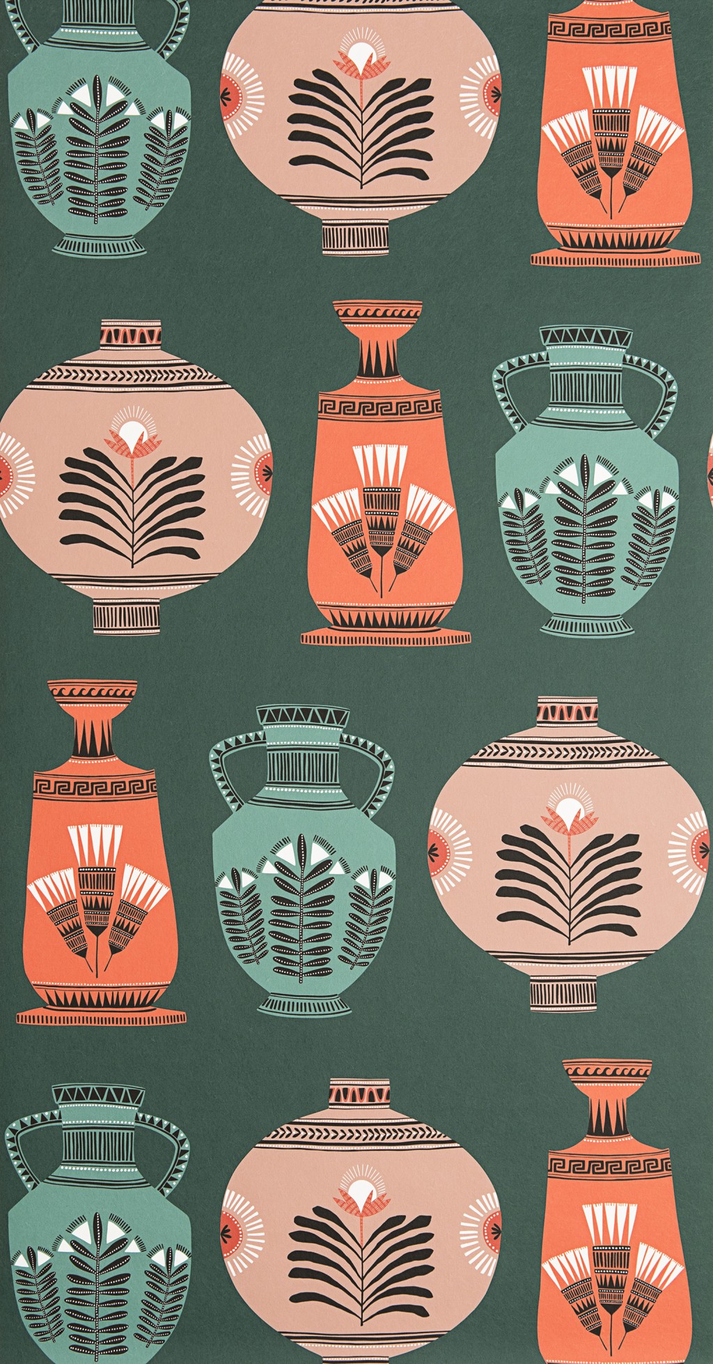 Sample Wallpaper Vase Collection: Stone & Forest Green