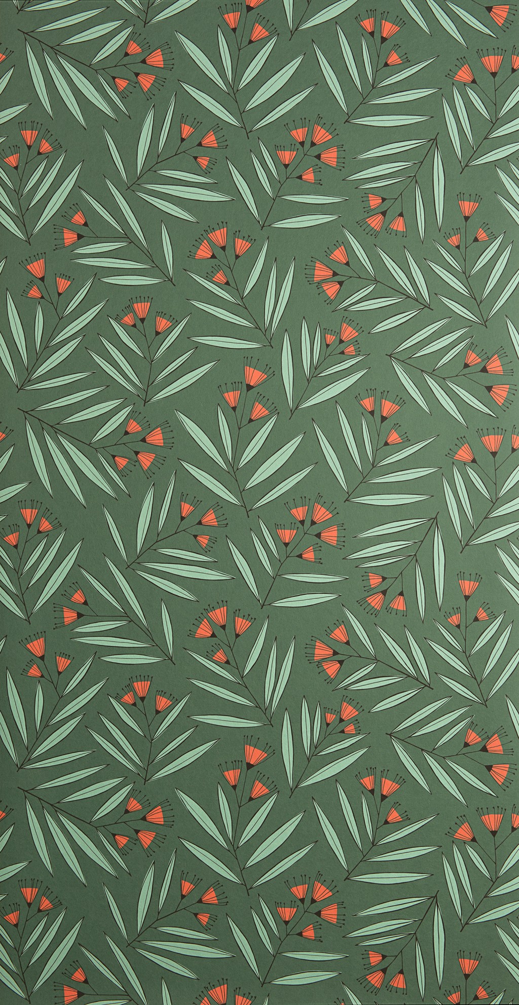 Sample Wallpaper Sprigs: Sage Green & Orange