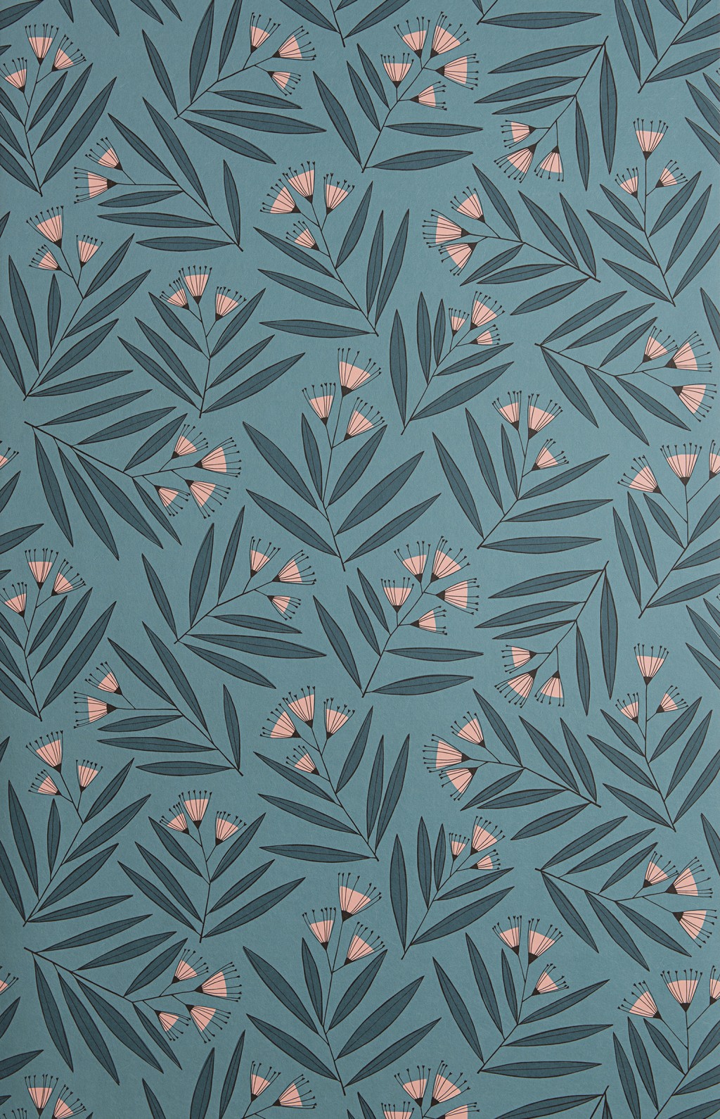 Sprigs: Soft Blue & Pink Wallpaper