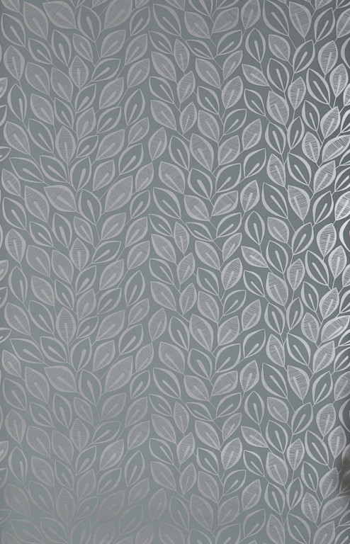 Leaves Graphite With Silver Wallpaper