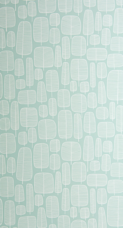 Little Trees Eggshell Blue Wallpaper