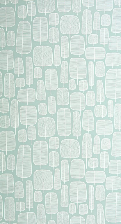 Little Trees Eggshell Blue Wallpaper