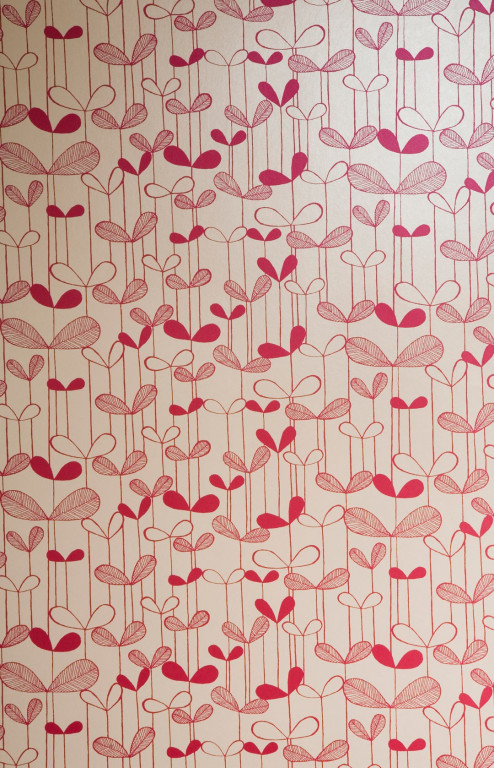 Saplings Cream With Pink Wallpaper