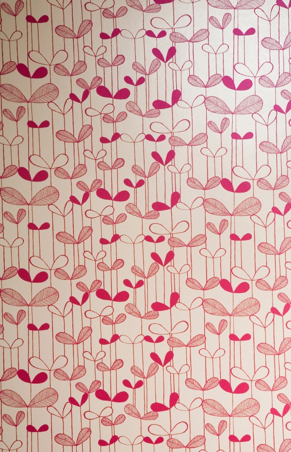 Saplings Cream With Pink Wallpaper