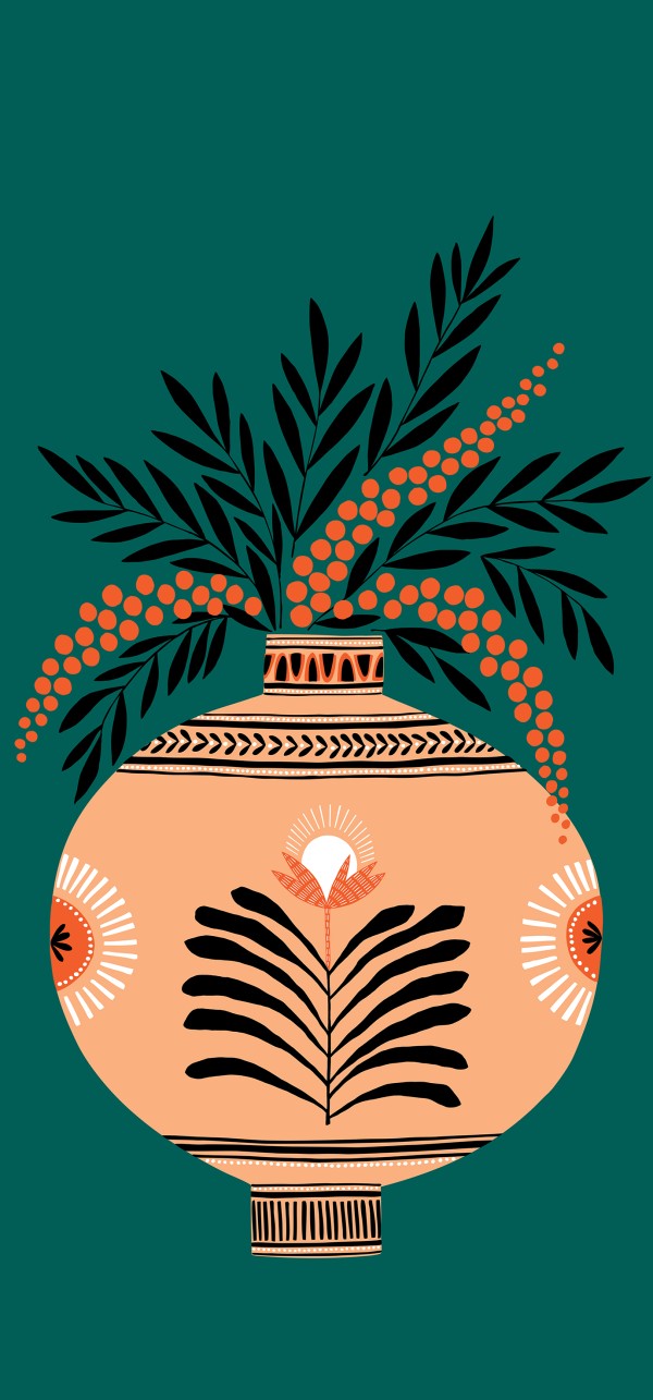 Vase 3 Mural: Forest Green