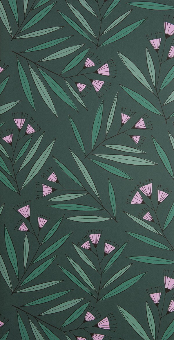 Sample Wallpaper Grand Sprigs: Green & Lilac