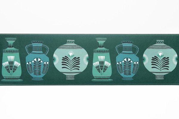 Vase Collection Border: Blue & Forest Green