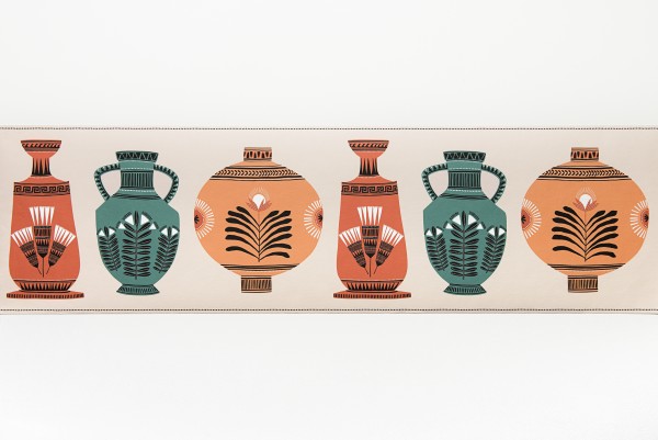 Sample Wallpaper Vase Collection Border: Peach, Stone & Aqua