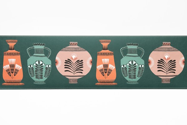 Vase Collection Border: Stone & Forest Green