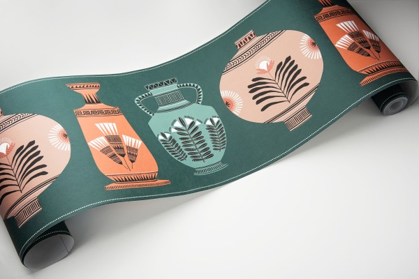 Vase Collection Border: Stone & Forest Green