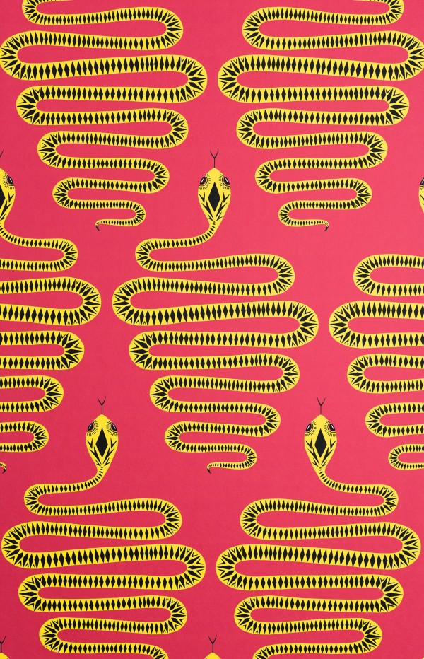 Snakes: Pink & Yellow Wallpaper