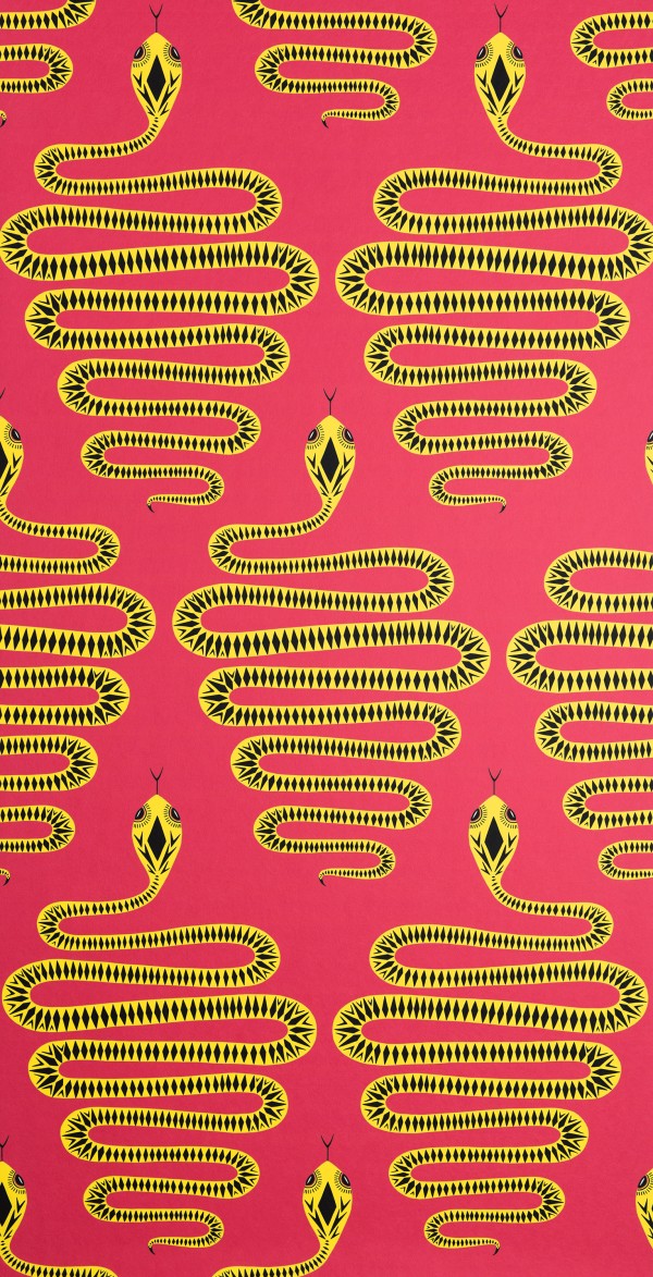 Sample Wallpaper Snakes: Pink & Yellow