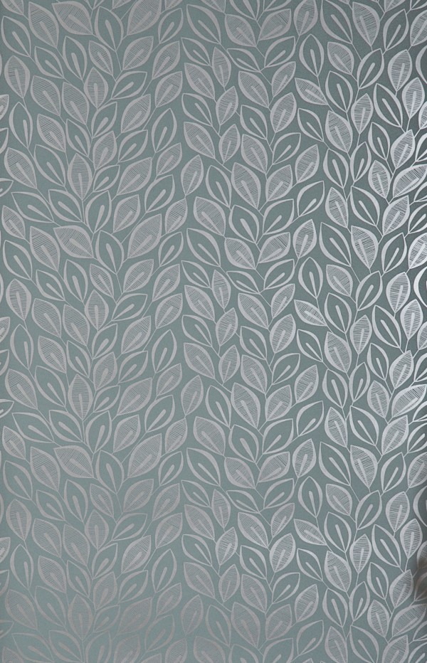 Leaves Graphite With Silver Wallpaper