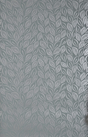 Sample Wallpaper Leaves:Graphite with Silver