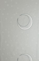 To The Moon wallpaper mica finish - flat pattern repeat, crescent moon and stars design