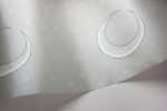 To The Moon wallpaper mica finish - crescent moon and star pattern close-up