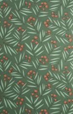 Sprigs: Sage Green & Orange Wallpaper