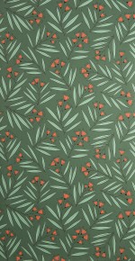 Sprigs: Sage Green & Orange Wallpaper