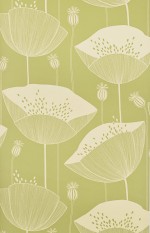 Poppy Cottage Green Wallpaper