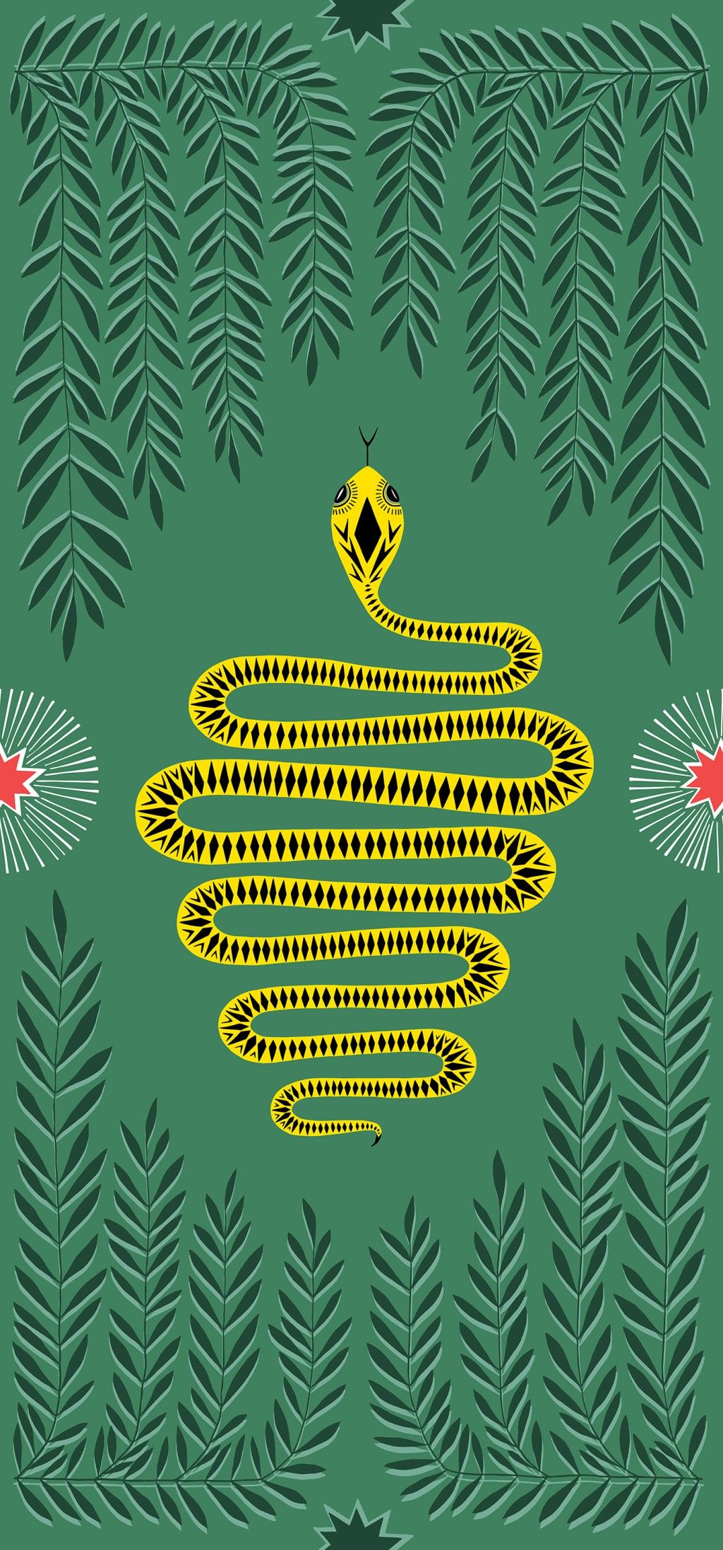 Snake Mural: Green & Yellow