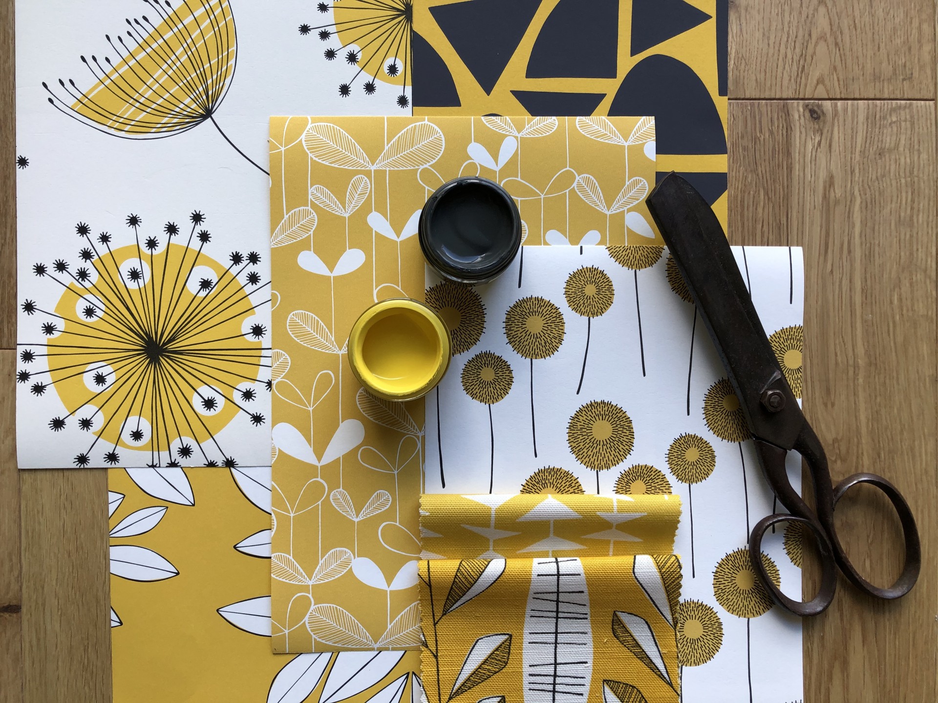 Yellow and Black Wallpaper Moodboard